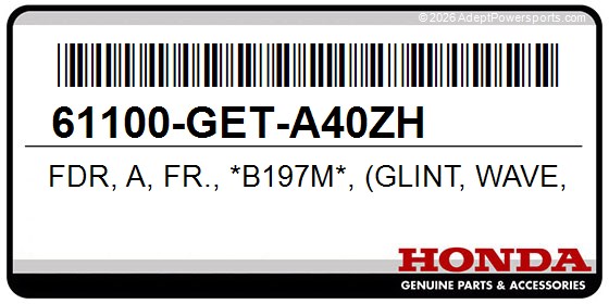 Honda 61100-GET-A40ZH Fdr, A, Fr., *B197m*, (Glint, Wave, Blue, Metallic)