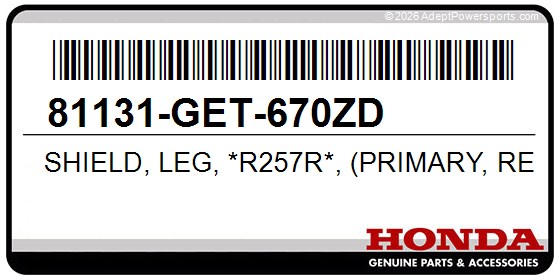 Honda 81131-GET-670ZD Shield, Leg, *R257r*, (Primary, Red)