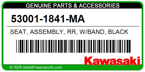 Kawasaki 53001-1841-MA Seat, Assembly, Rr, W/Band, Black