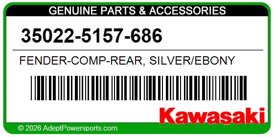 Kawasaki 35022-5157-686 Fender-Comp-Rear, Silver/Ebony