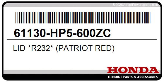 Honda 61130-HP5-600ZC Lid *R232* (Patriot Red)