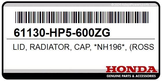 Honda 61130-HP5-600ZG Lid, Radiator, Cap, *Nh196*, (Ross, White)