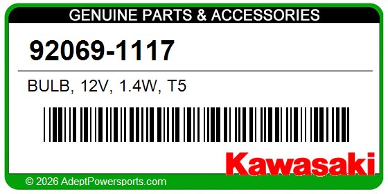 Kawasaki 92069-1117 Bulb, 12V, 1.4W, T5