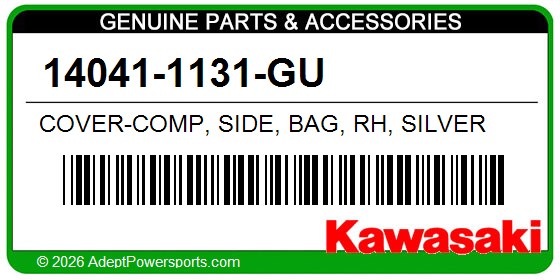 Kawasaki 14041-1131-GU Cover-Comp, Side, Bag, Rh, Silver