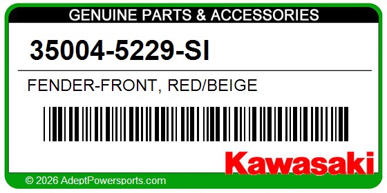 Kawasaki 35004-5229-SI Fender-Front, Red/Beige