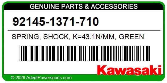 Kawasaki 92145-1371-710 Spring, Shock, K=43.1N/Mm, Green
