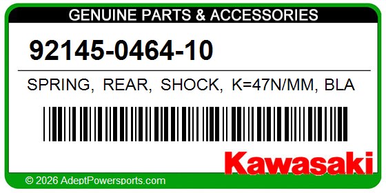Kawasaki 92145-0464-10 Spring, Rear, Shock, K=47N/Mm, Black