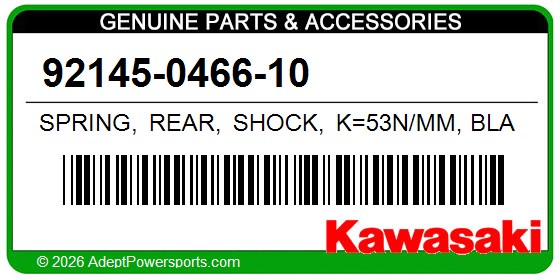 Kawasaki 92145-0466-10 Spring, Rear, Shock, K=53N/Mm, Black