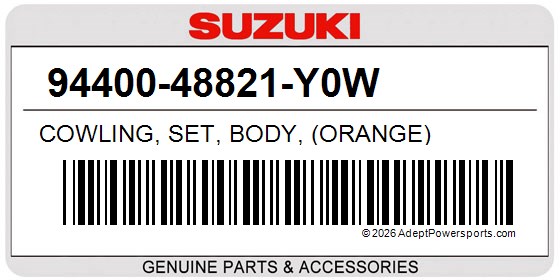 Suzuki 94400-48821-Y0W Cowling, Set, Body, (Orange)