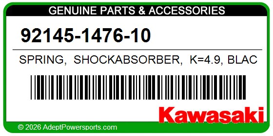 Kawasaki 92145-1476-10 Spring, Shockabsorber, K=4.9, Black