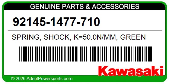 Kawasaki 92145-1477-710 Spring, Shock, K=50.0N/Mm, Green