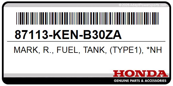 Honda 87113-KEN-B30ZA Mark, R., Fuel, Tank, (Type1), *Nhb01*, (Graphite, Black)