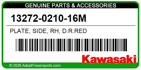 Kawasaki 13272-0210-16M Plate, Side, Rh, D.R.Red