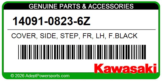 Kawasaki 14091-0823-6Z Cover, Side, Step, Fr, Lh, F.Black