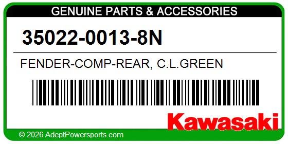 Kawasaki 35022-0013-8N Fender-Comp-Rear, C.L.Green
