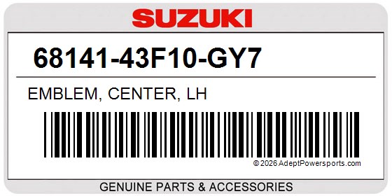 Suzuki 68141-43F10-GY7 Emblem, Center, Lh
