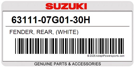 Suzuki 63111-07G01-30H Fender, Rear, (White)