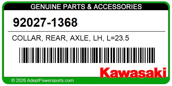 Kawasaki 92027-1368 Collar, Rear, Axle, Lh, L=23.5