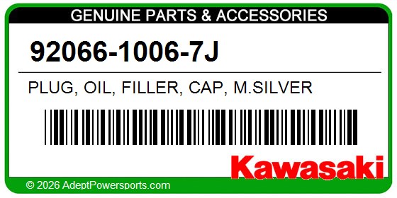 Kawasaki 92066-1006-7J Plug, Oil, Filler, Cap, M.Silver