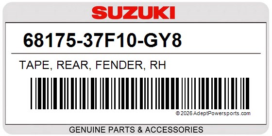 Suzuki 68175-37F10-GY8 Tape, Rear, Fender, Rh