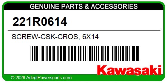 Kawasaki 221R0614 Screw-Csk-Cros, 6X14