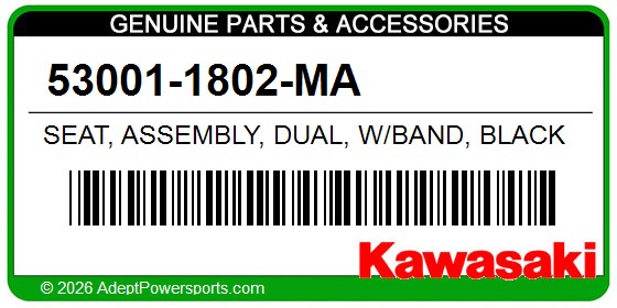 Kawasaki 53001-1802-MA Seat, Assembly, Dual, W/Band, Black