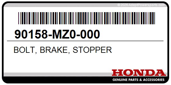 Honda 90158-MZ0-000 Bolt, Brake, Stopper