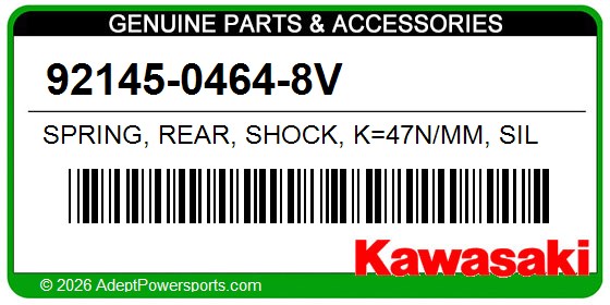 Kawasaki 92145-0464-8V Spring, Rear, Shock, K=47N/Mm, Sil