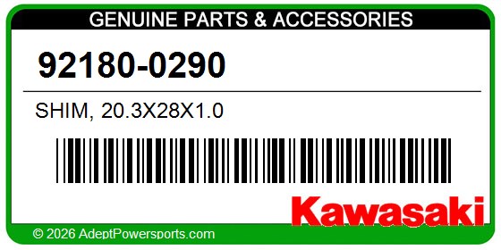 Kawasaki 92180-0290 Shim, 20.3X28x1.0