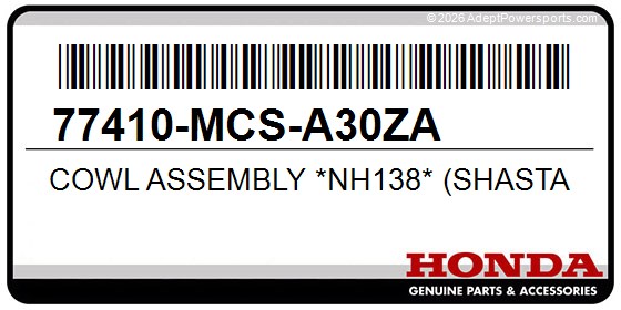 Honda 77410-MCS-A30ZA Cowl Assembly *Nh138* (Shasta White)