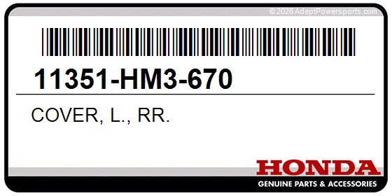 Honda 11351-HM3-670 Cover, L., Rr.