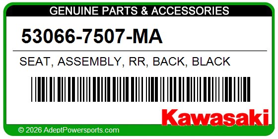 Kawasaki 53066-7507-MA Seat, Assembly, Rr, Back, Black