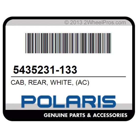 Polaris 5435231-133 Cab, Rear, White, (Ac)