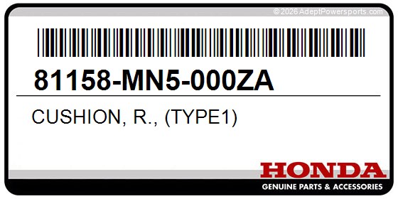 Honda 81158-MN5-000ZA Cushion, R., (Type1)