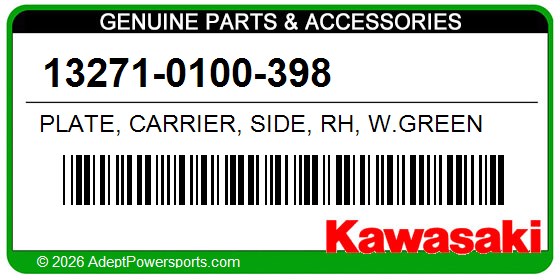 Kawasaki 13271-0100-398 Plate, Carrier, Side, Rh, W.Green