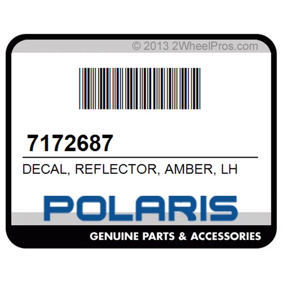 Polaris 7172687 Decal, Reflector, Amber, Lh