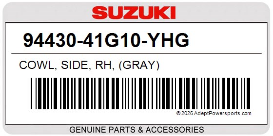 Suzuki 94430-41G10-YHG Cowl, Side, Rh, (Gray)