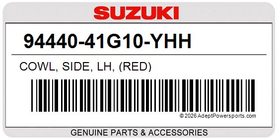 Suzuki 94440-41G10-YHH Cowl, Side, Lh, (Red)