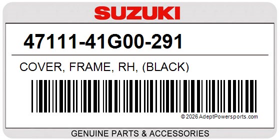 Suzuki 47111-41G00-291 Cover, Frame, Rh, (Black)