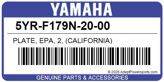 Yamaha 5YR-F179N-20-00 Plate, Epa, 2, (California)