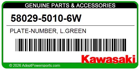 Kawasaki 58029-5010-6W Plate-Number, L.Green