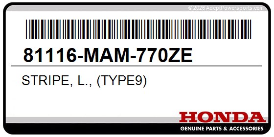 Honda 81116-MAM-770ZE Stripe, L., (Type9)