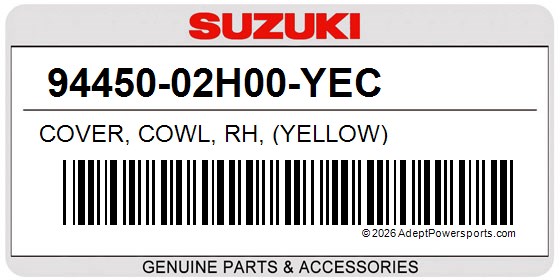 Suzuki 94450-02H00-YEC Cover, Cowl, Rh, (Yellow)