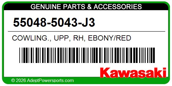 Kawasaki 55048-5043-J3 Cowling., Upp, Rh, Ebony/Red