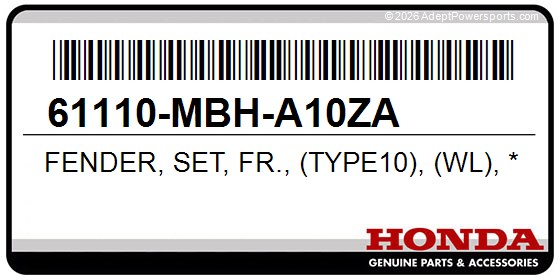Honda 61110-MBH-A10ZA Fender, Set, Fr., (Type10), (Wl), *Nh1k*, (Black)