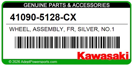 Kawasaki 41090-5128-CX Wheel, Assembly, Fr, Silver, No.1