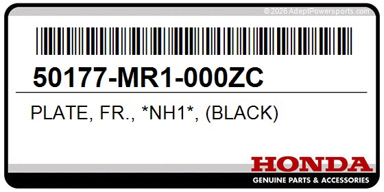 Honda 50177-MR1-000ZC Plate, Fr., *Nh1*, (Black)