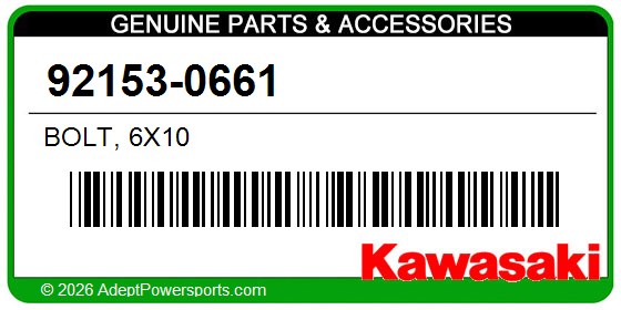 Kawasaki 92153-0661 Bolt, 6X10