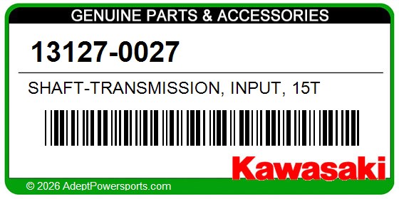 Kawasaki 13127-0027 Shaft-Transmission, Input, 15T