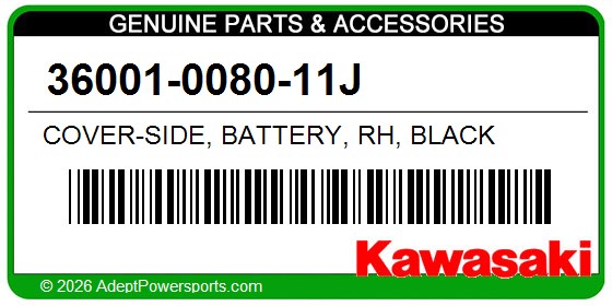 Kawasaki 36001-0080-11J Cover-Side, Battery, Rh, Black